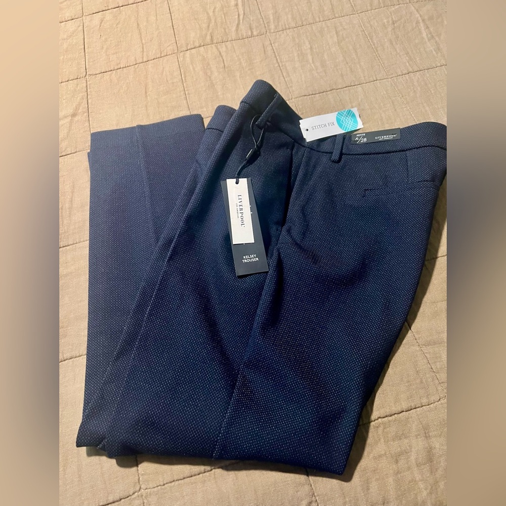 Liverpool Navy Blue Kelsey Trousers, 6 Petite. NWT - Picture 2 of 8